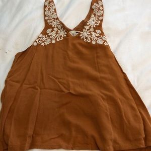 Pacsun burnt orange embroidered tank top